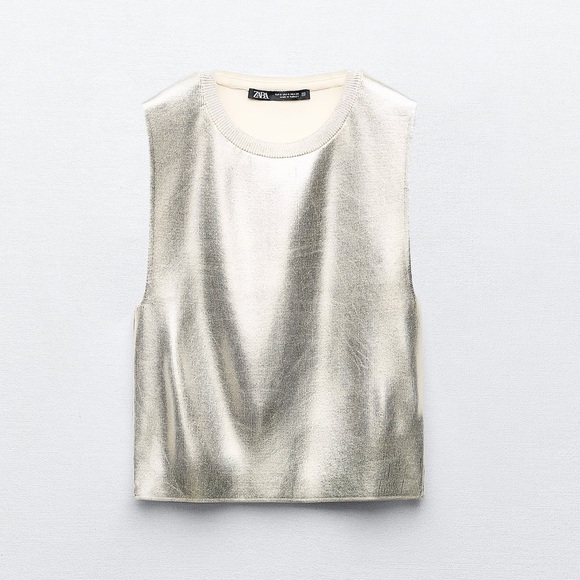 Zara | Metallic Gold Soft Knit Top - Picture 14 of 14